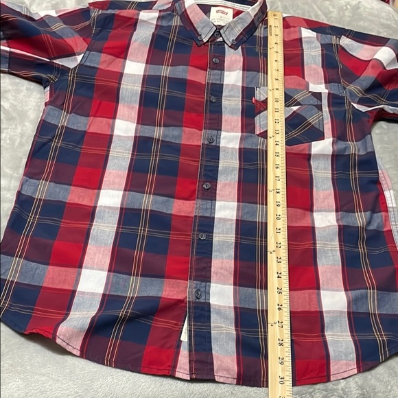 Levi's Men's Red and Blue Plaid Shirt 
Size Medium - Picture 5 of 8